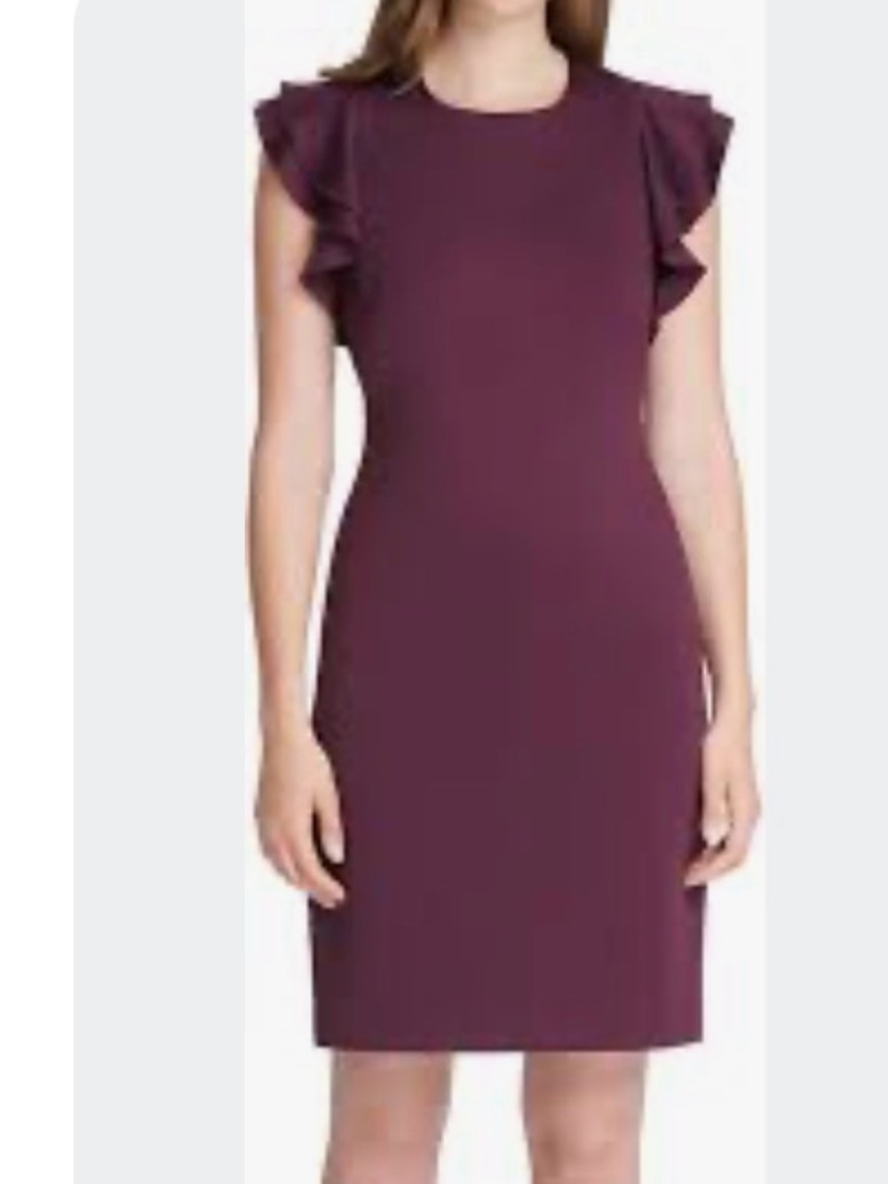 Tommy Hilfiger Flutter Sleeve Scuba Sheath Dress Plum Purple Size 4 NWT